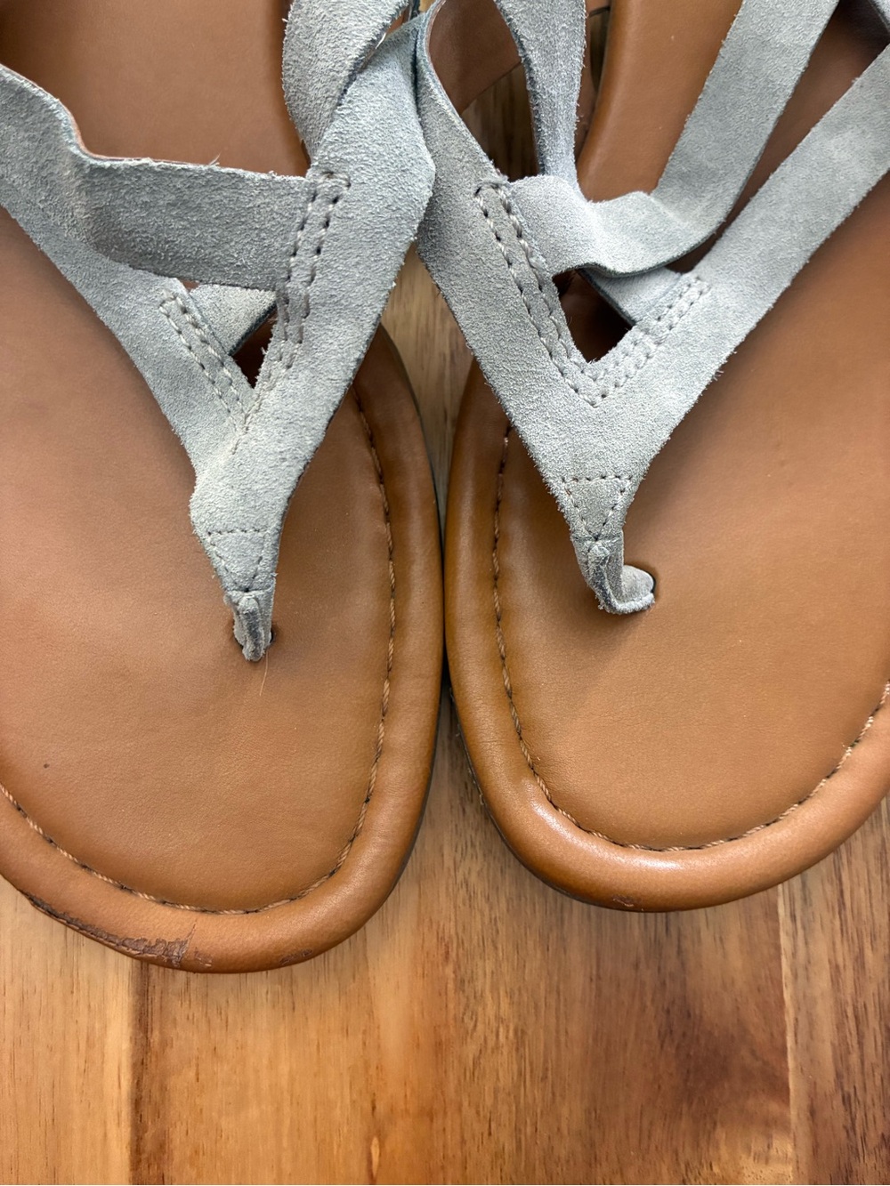 Franco Sarto Gretchen Strappy Sling Back Thong Sandals Gray Suede Women’s Sz 10 - Picture 9 of 14